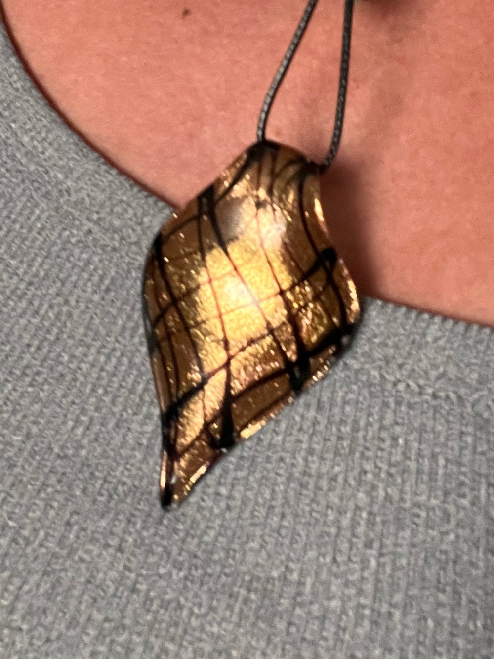NEW Handcrafted Gold Glass Leaf Pendant Necklace - Women Jewelry
